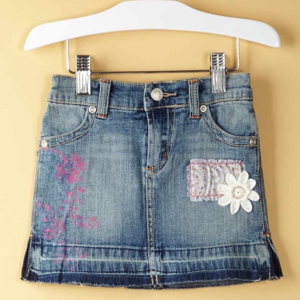 New Mimi & Maggie denim flower stamp Skirt Sz 4